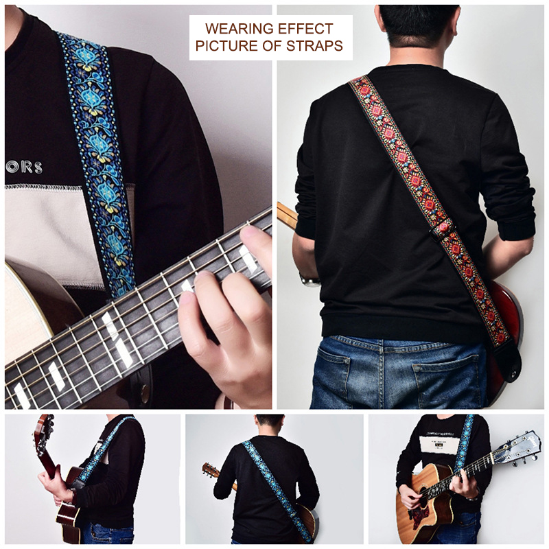 Embroidered Print Guitar Strap - Musical Instrument Organ ulasan dan harga