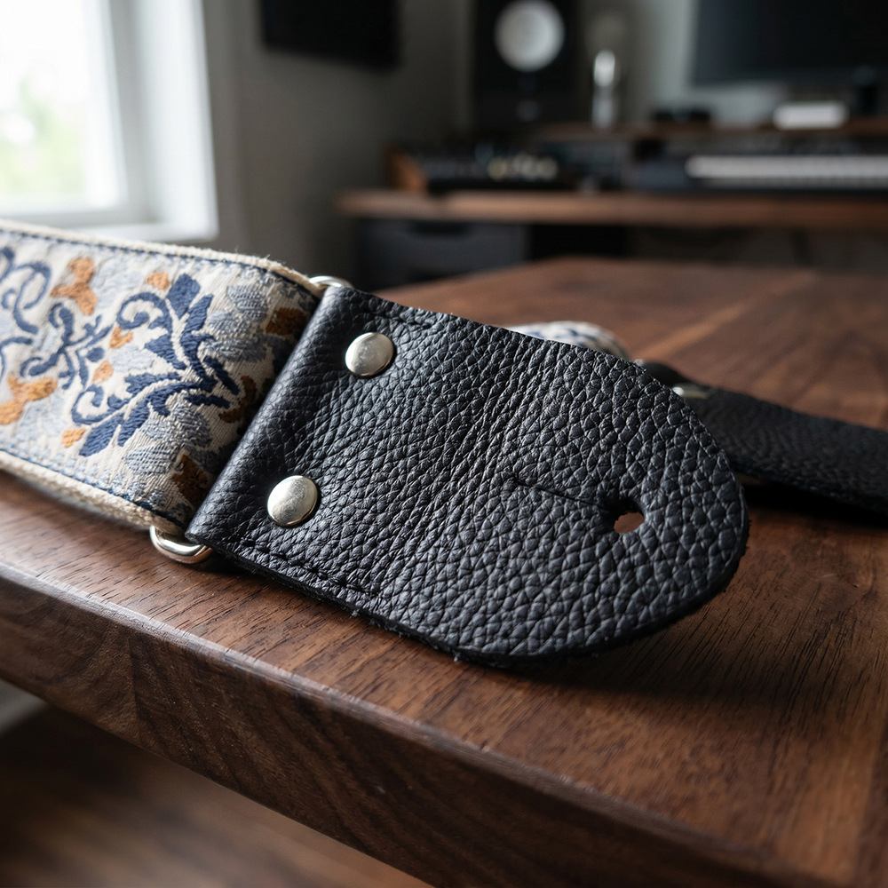 Beige‑Blue Vintage Embroidered - Musical Instrument Band ulasan dan harga