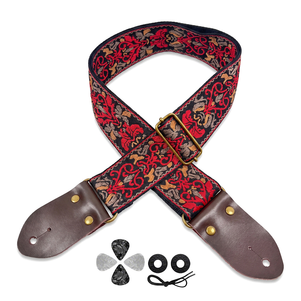 Embroidered Print Guitar Strap - Musical Instrument Organ ulasan dan harga