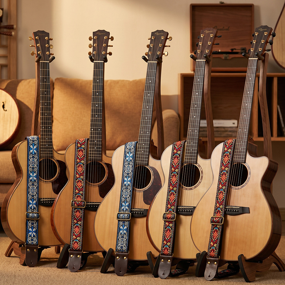 Embroidered Print Guitar Strap - Musical Instrument Organ ulasan dan harga