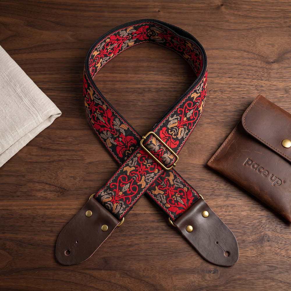 Embroidered Print Guitar Strap - Musical Instrument Organ ulasan dan harga