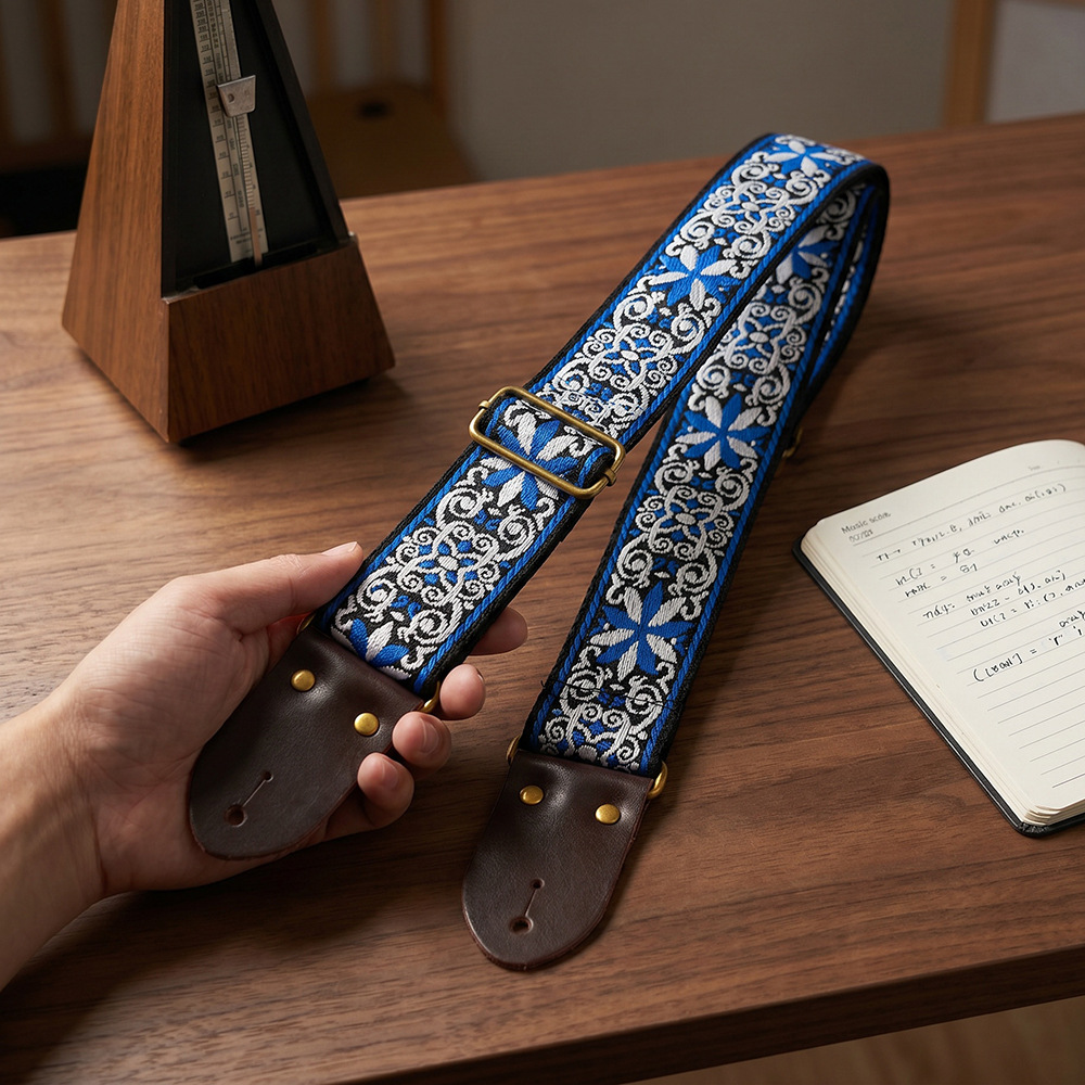 Embroidered Print Guitar Strap - Musical Instrument Organ ulasan dan harga